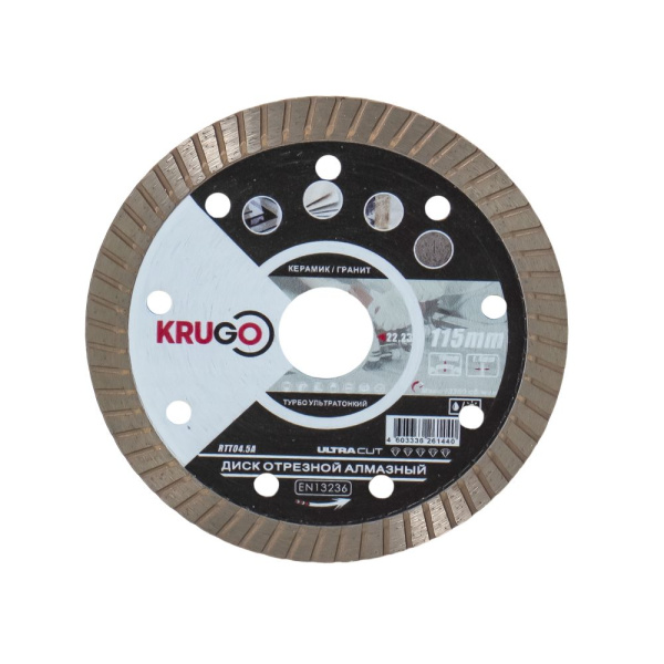Изображение диск алмазный krugo турбо 125*1,4*22,23*10мм по керамике для ушм 