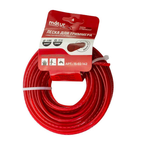 Изображение леска на триммер matur д 4,0х15 м /25