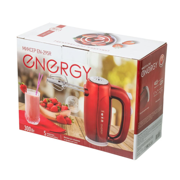 Изображение миксер energy en-295r, 5 скоростей, 300 вт, красный