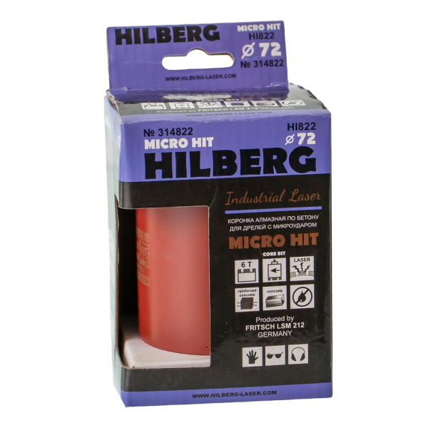 Изображение коронка алмазная 72 мм hilberg industrial laser micro hit hi822