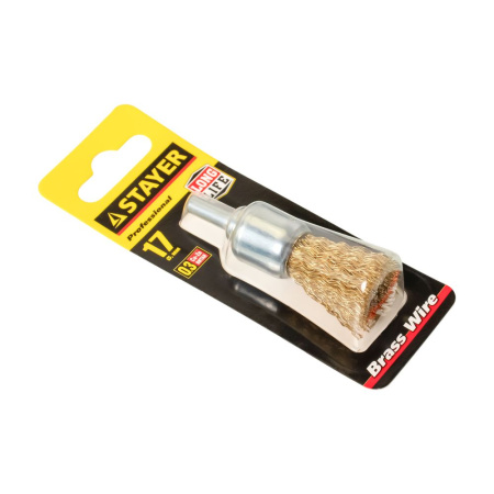 Изображение щетка для дрели stayer maxclean  кистевая, мягкая стальная латунированная проволока 0,3мм, 17мм,