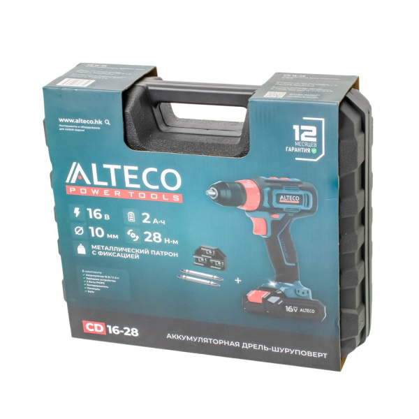 Изображение аккумуляторная дрель шуруповёрт alteco cd 16-28 (16 в / li-ion / 28 н·м)