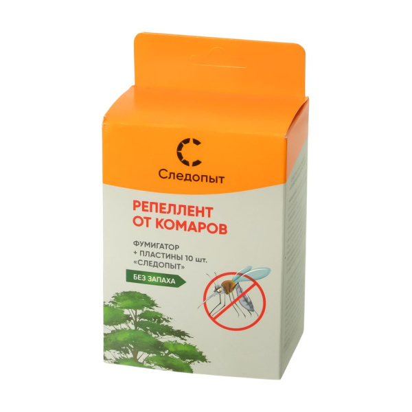Изображение репеллент фумигатор+пластины от комаров "следопыт", 10 шт.,  без запаха/84/