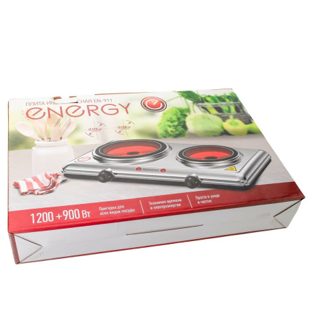 Изображение плита инфракрасная 2-х конф. 5 прогр. стеклокерам. 2100вт. energy en-911  -zzz-