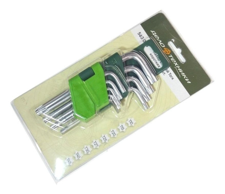 Изображение набор ключей дт torx 9 шт. короткие (т10,т15,т20,т25,т27,т30,т40,т50) дт 10/40 563090 