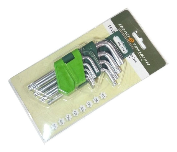 Изображение набор ключей дт torx 9 шт. короткие (т10,т15,т20,т25,т27,т30,т40,т50) дт10/40 563090 