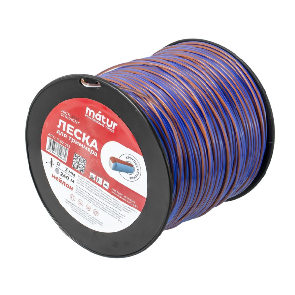Изображение леска на триммер matur бухта д 3,0х240 м круглая трехцветная /8