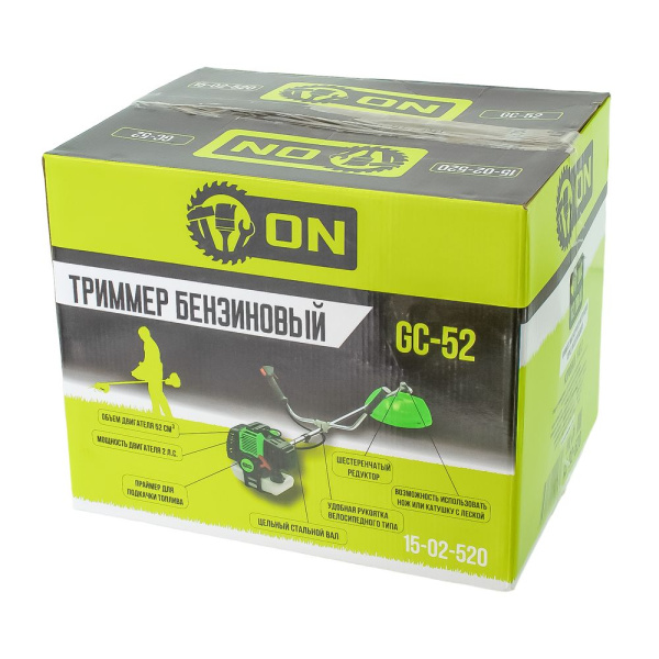 Изображение бензотриммер gs-52, 52 см3, 1,5 квт, 2,0 л.с.нож(255 мм) +катушка с леской(460мм), неразъем.штанга