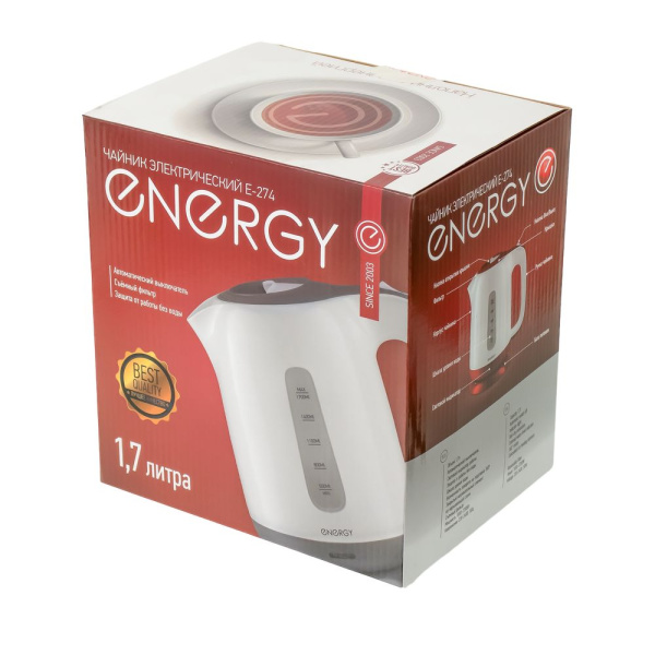 Изображение чайник energy e-274 (1,7 л, диск) пластик, мощность 1850-2200 вт