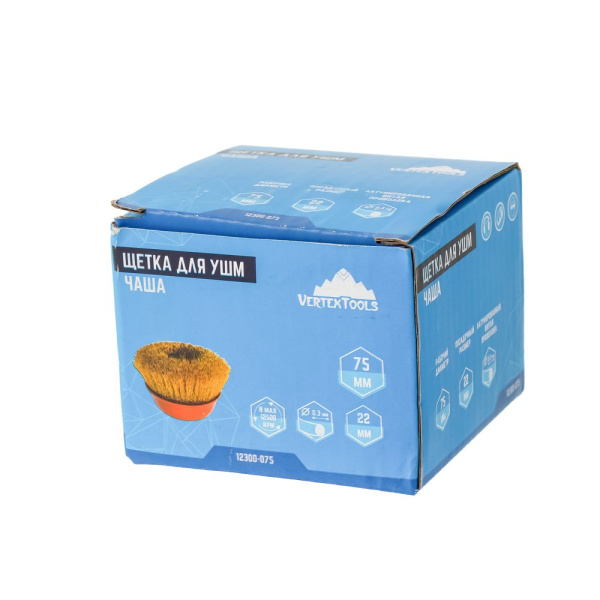 Изображение щетка для ушм vertextools (вертекс) чашка мягкая м14 75мм 1/100 /12300-075