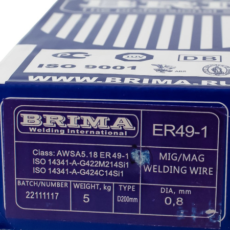 Изображение проволока сварочная er49-1 (cb-08г2с) 0,8мм 5кг brima
