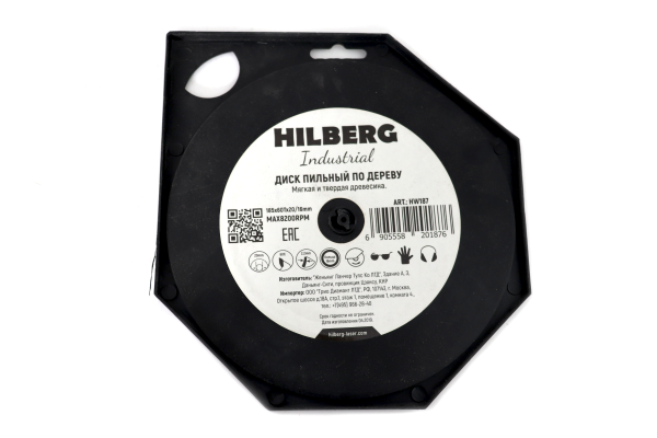 Изображение диск отрезной пильный hilberg industrial дерево 185*60*20/16 hw187