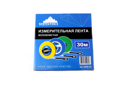 Изображение лента мерная vertextools (вертекс) (фибергласс) геодезическая закрытый корпус 30 м 3050-30