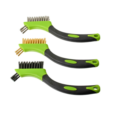 Изображение набор щёток-мини дт с прорезиненными рукоятками (латунная, нержавеющая сталь, нейлоновая), 3 шт., 10