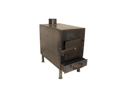 Изображение печь буржуйка с совком метал 3 мм с искрогасителем и с колосником