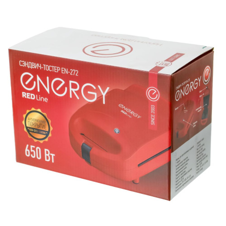Изображение сэндвич-тостер energy en-272, 1 порция, 650вт, цвет красный
