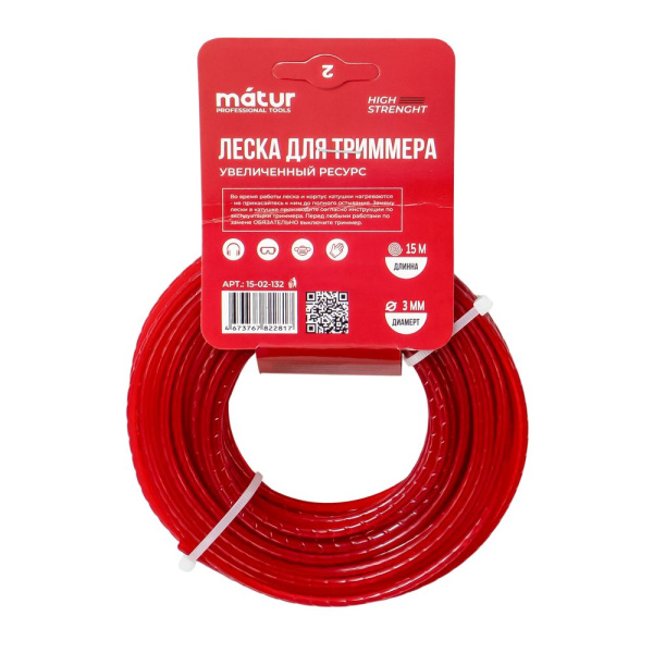 Изображение леска на триммер matur д 3,0х15 м круг whisper /40