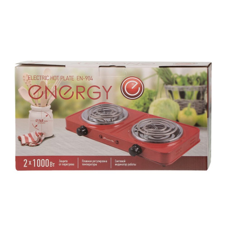 Изображение электроплитка energy en-904r (2-х конфорочная, спираль, красная) / 4 -zzz-