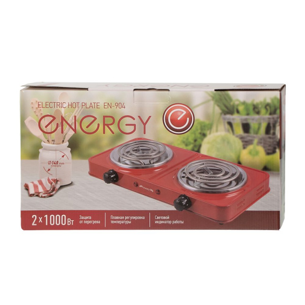 Изображение электроплитка energy en-904r (2-х конфорочная, спираль, красная) / 4 -zzz-