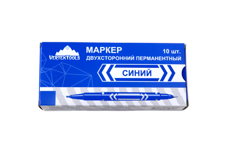 Изображение маркер vertextools (вертекс) синий двухсторонний /10шт/2800