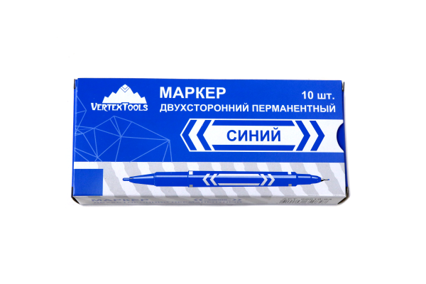 Изображение маркер vertextools (вертекс) синий двухсторонний /10шт/2800