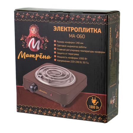 Изображение электроплитка матрёна ма-060 коричневый тэн (спираль)